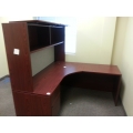 Mahogany L Suite Desk w Overhead and Pedestal *For end of Jan